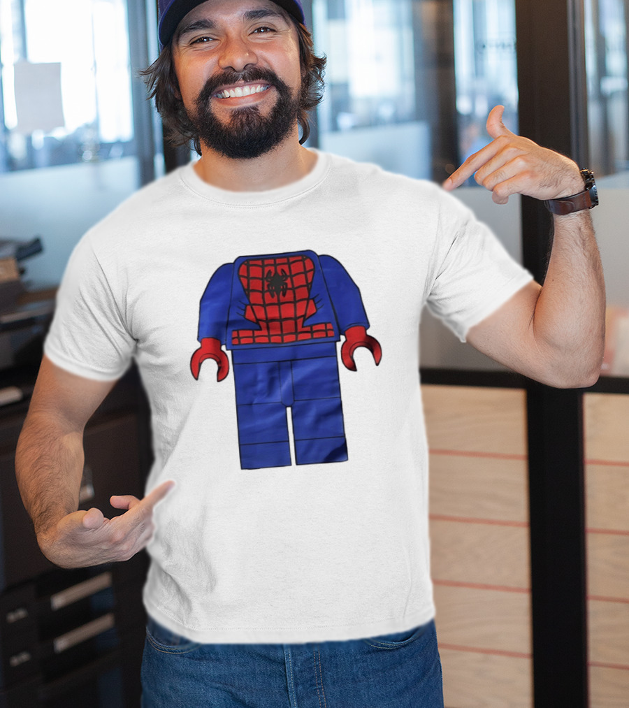 Lego Spider Man Minifigure Marvel Super Hero Iconic Costume Red And Blue Suit T-Shirt