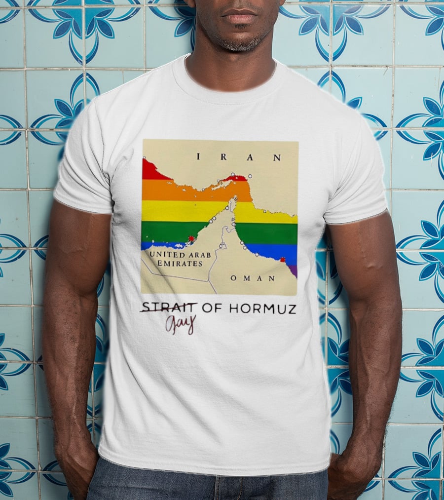 Strait Of Hormuz Map Pride Rainbow Gay Wordplay Pun T-Shirt