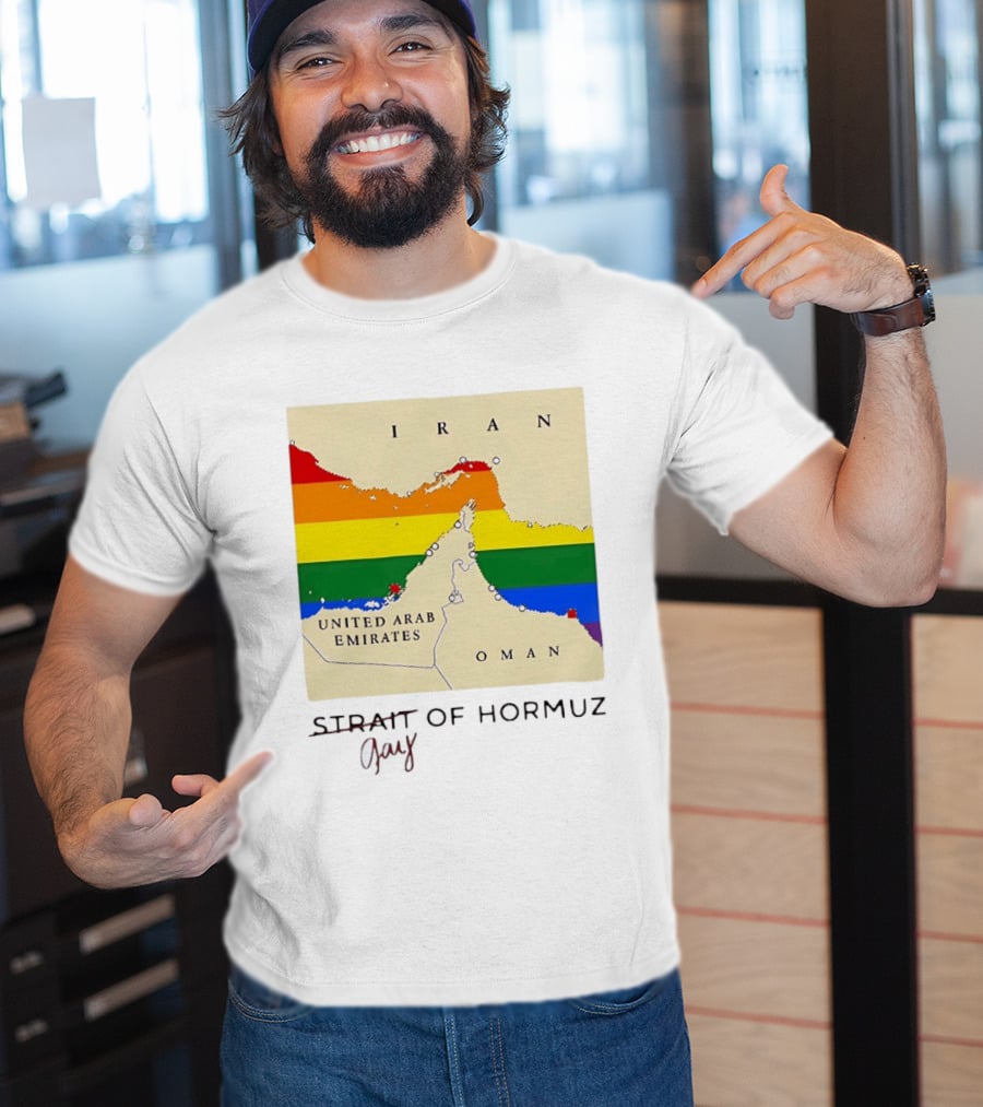 Strait Of Hormuz Map Pride Rainbow Gay Wordplay Pun T-Shirt