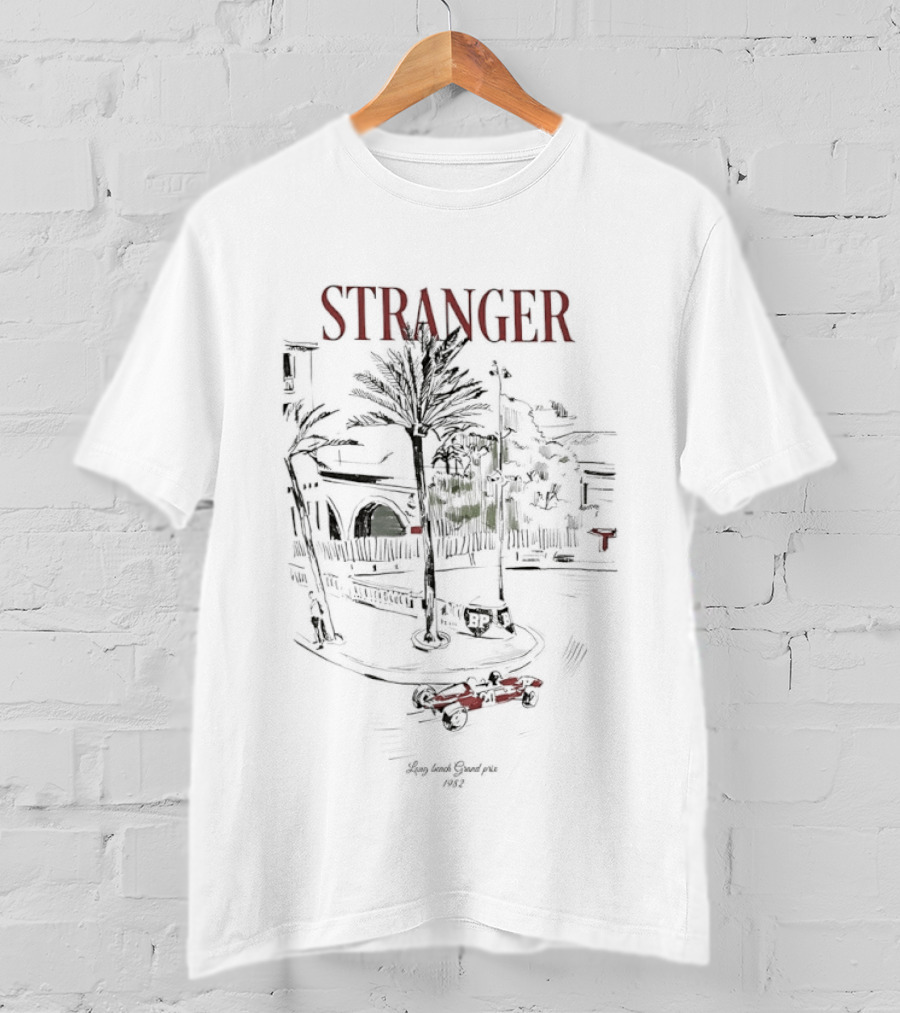 Stranger Long Beach Grand Prix 1982 Formula 1 Vintage Racing Palm Trees T-Shirt