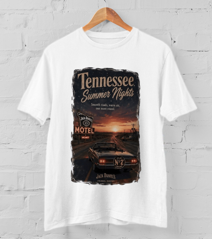 Tennessee Summer Nights Jack Daniel's Motel Smooth Roads Warm Air Old No. 7 Lynchburg T-Shirt