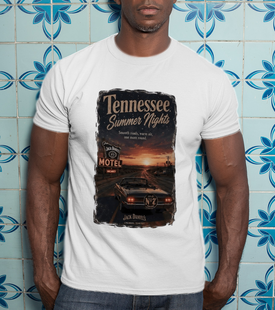 Tennessee Summer Nights Jack Daniel's Motel Smooth Roads Warm Air Old No. 7 Lynchburg T-Shirt