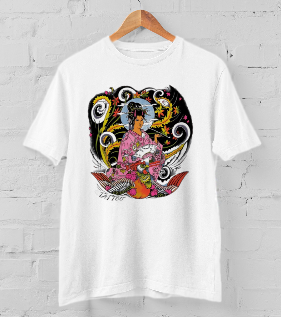 Geisha Tattoo Japanese Traditional Phoenix Kimono T-Shirt