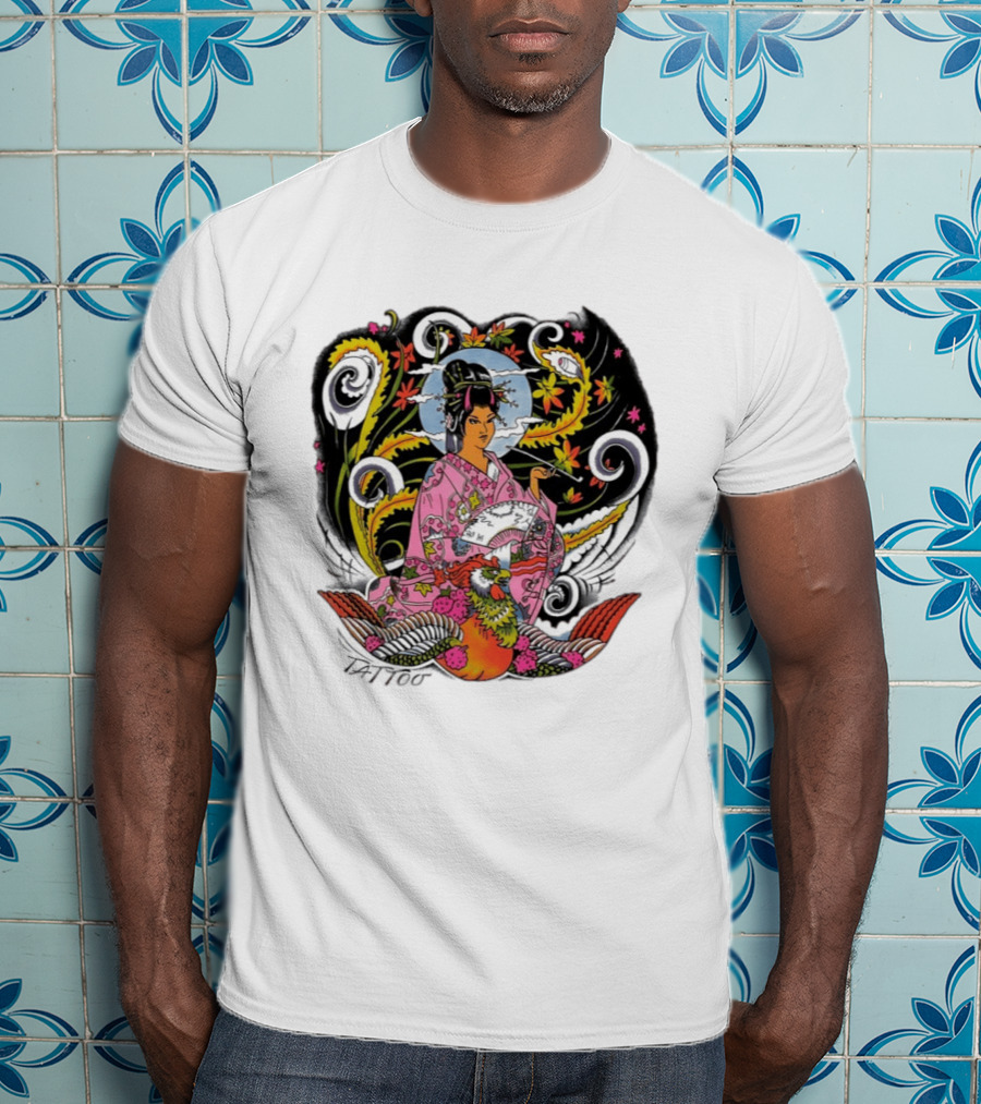 Geisha Tattoo Japanese Traditional Phoenix Kimono T-Shirt
