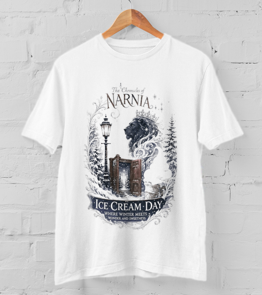 Narnia Ice Cream Day Winter Meets Wonder Aslan Wardrobe T-Shirt