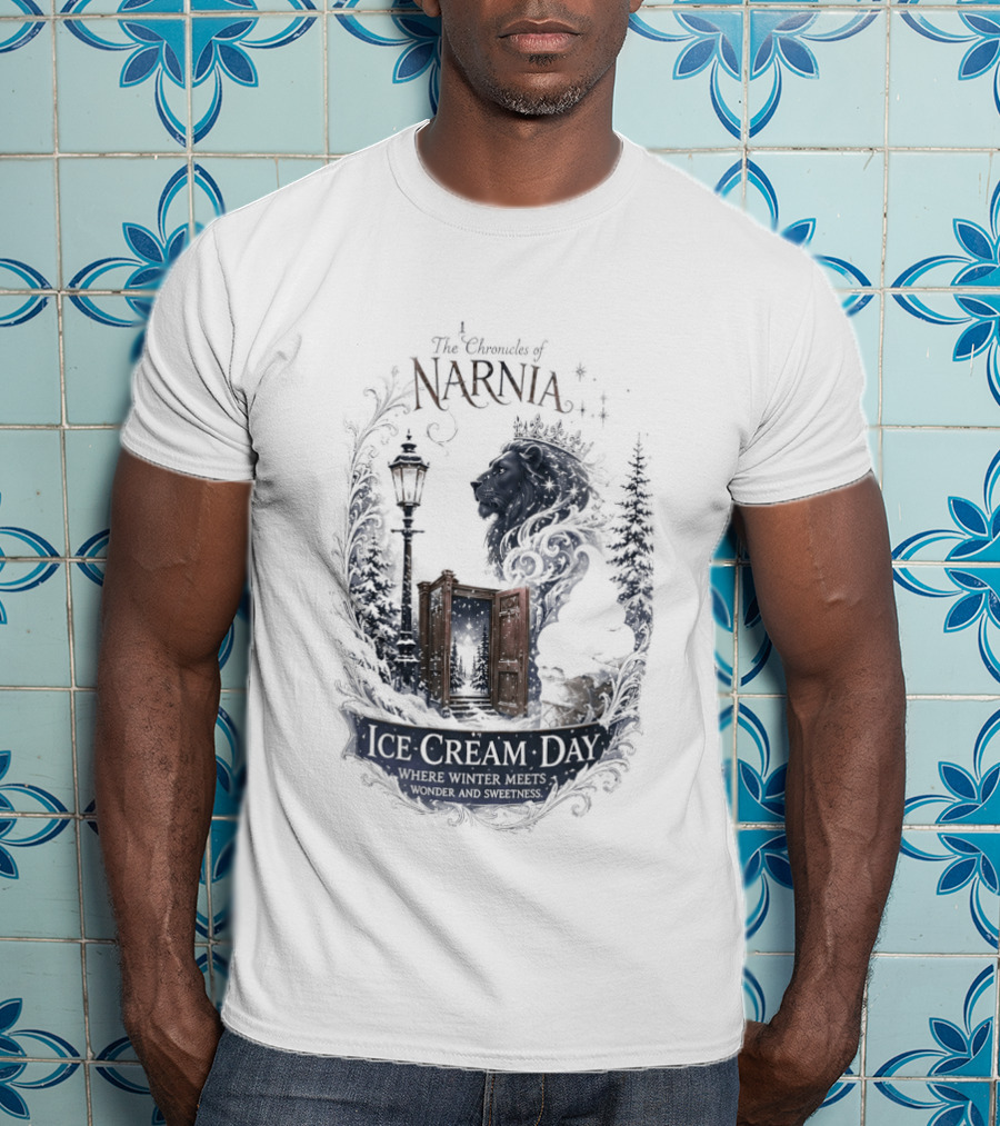 Narnia Ice Cream Day Winter Meets Wonder Aslan Wardrobe T-Shirt