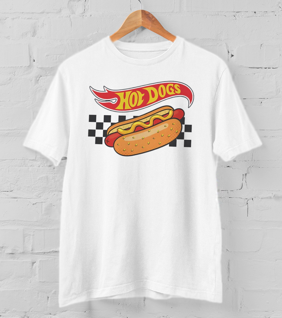 Hot Dogs Checkerboard Flame And Bun T-Shirt