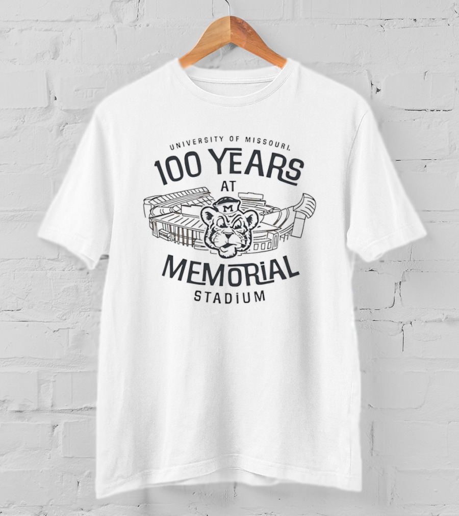 University Of Missouri 100 Years At Memorial Stadium Tiger Head Stadium T-Shirt