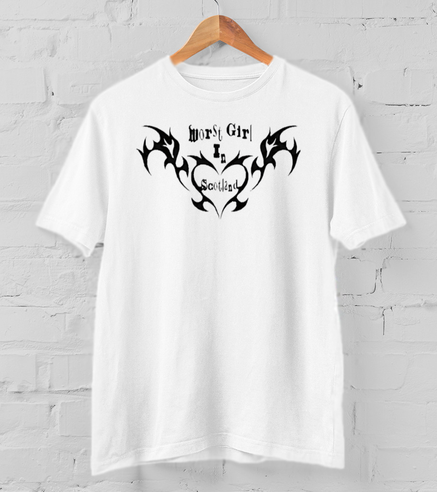 Worst Girl In Scotland Edgy Heart Tribal Tattoo T-Shirt