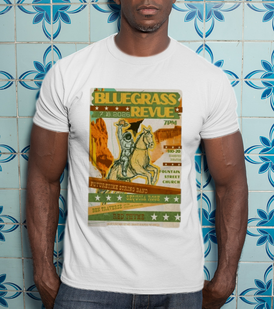 Bluegrass Revue Grand Rapids MI July 18 2026 Futuretime String Band Sequoia Rose Red Thyme T-Shirt