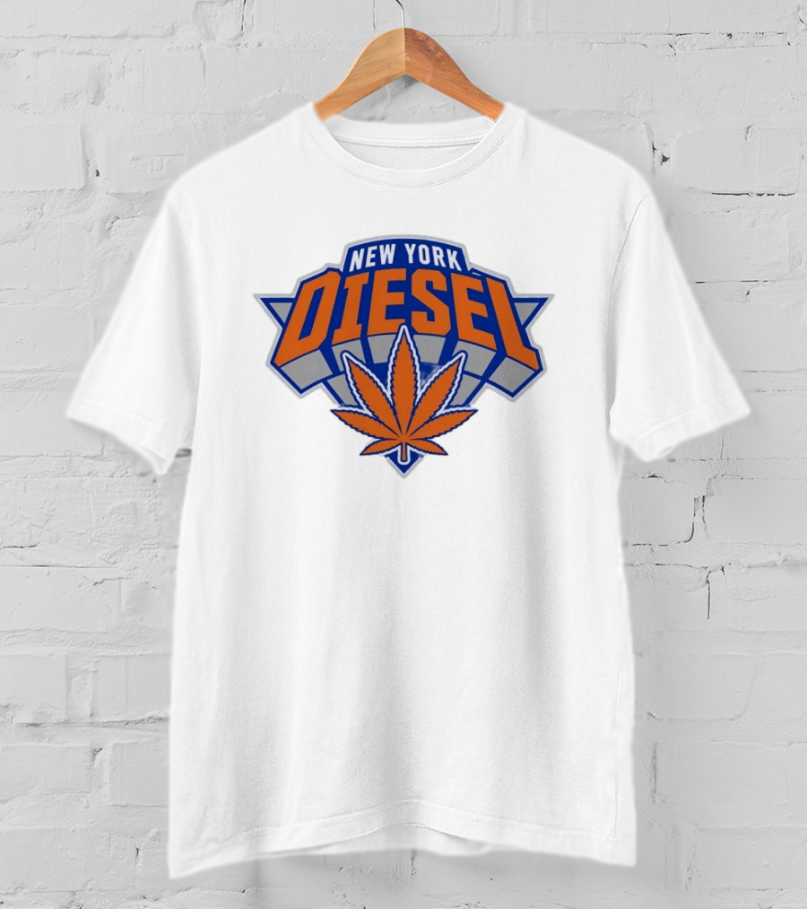 New York Diesel Cannabis Knicks Weed Leaf Basketball T-Shirt