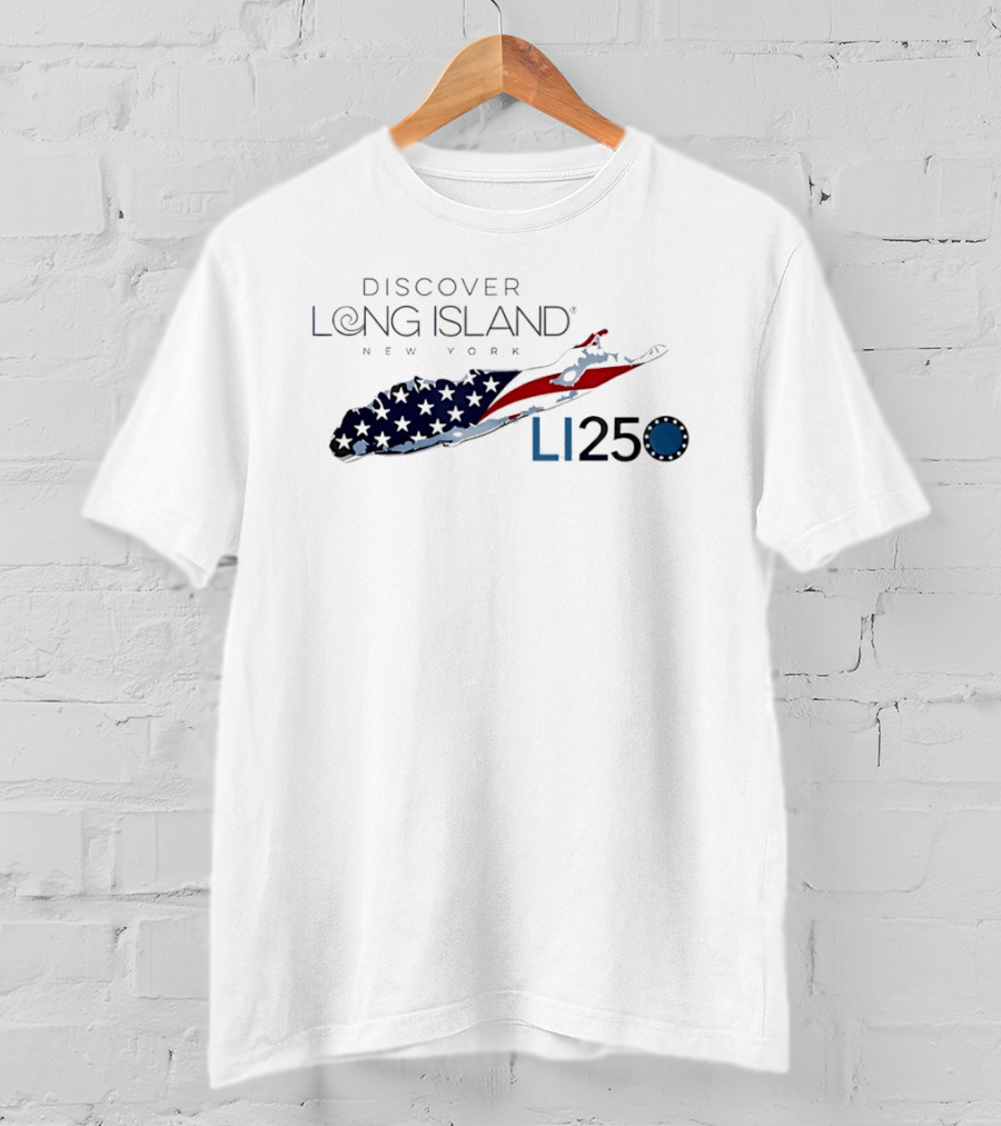 Discover Long Island New York LI250 American Flag Map T-Shirt