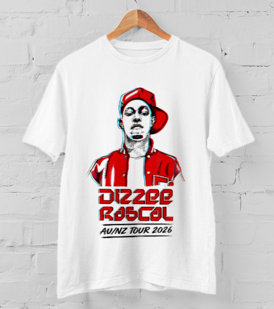 Dizzee Rascal AU NZ Tour 2026 Red Graphic Cap Image T-Shirt