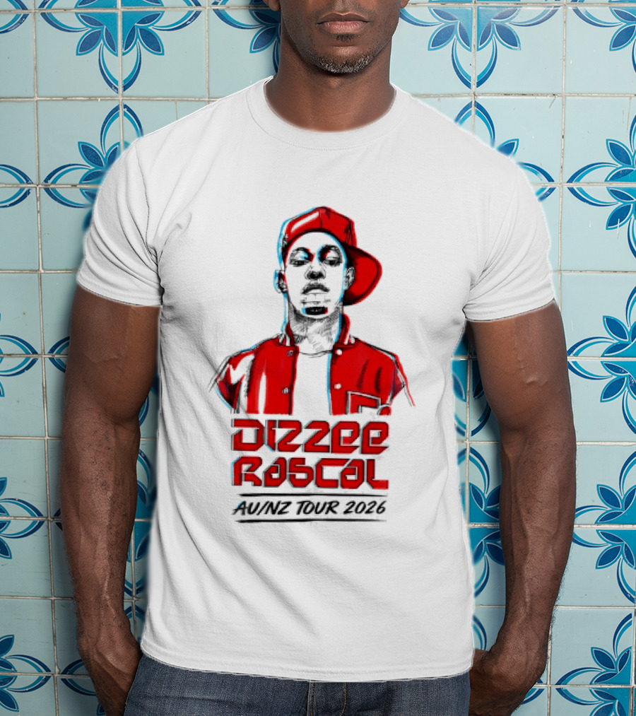 Dizzee Rascal AU NZ Tour 2026 Red Graphic Cap Image T-Shirt