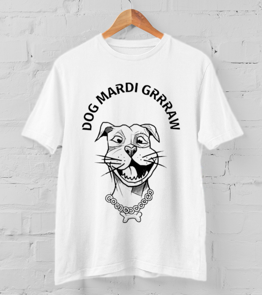 Dog Mardi Grrraw Celebratory Canine With Beads T-Shirt