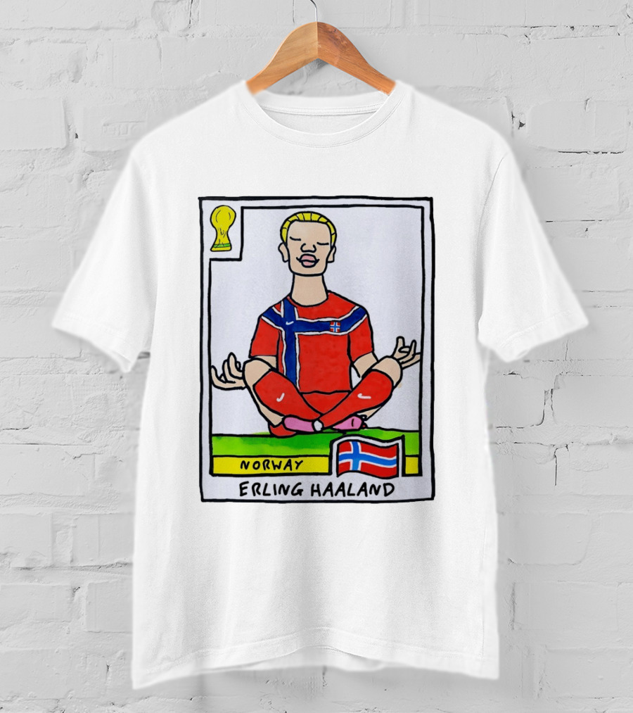 Erling Haaland Norway Soccer Meditation Cartoon Norway Flag T-Shirt