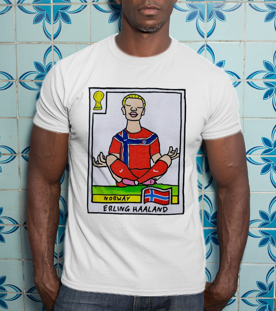 Erling Haaland Norway Soccer Meditation Cartoon Norway Flag T-Shirt