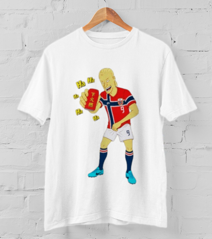 Erling Haaland Norway No 9 Laughing Cartoon Style Bootleg T-Shirt