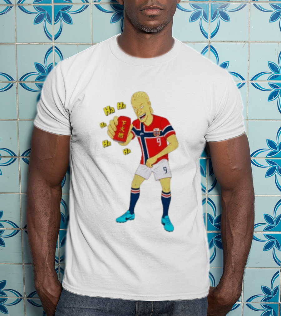 Erling Haaland Norway No 9 Laughing Cartoon Style Bootleg T-Shirt