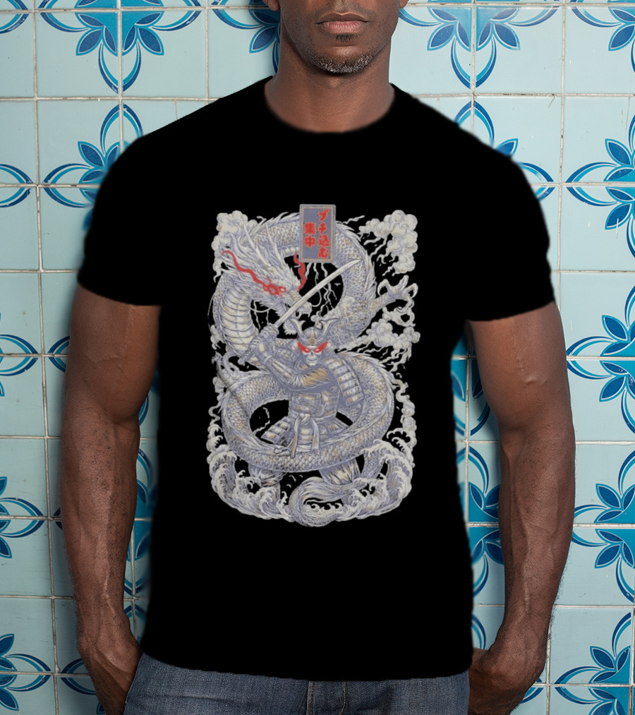 Zero Foxtrot Focused Fury Samurai Dragon Japanese Kanji T-Shirt