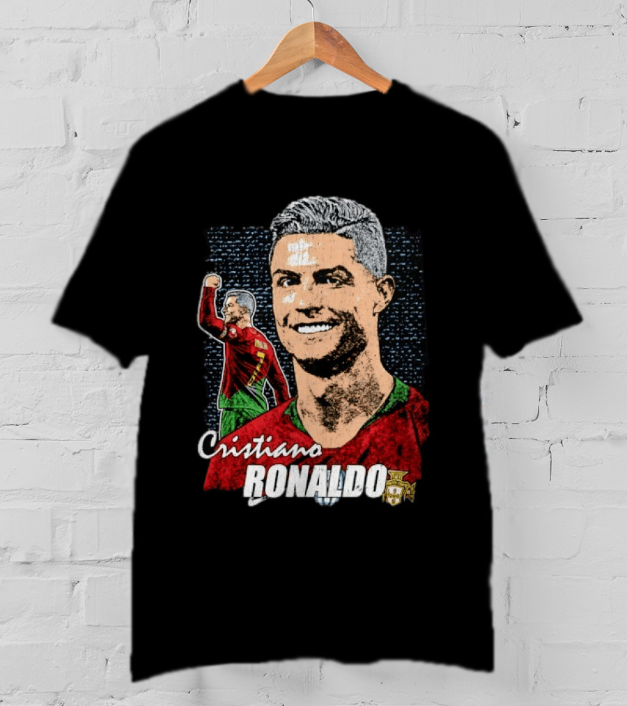 Cristiano Ronaldo Portugal National Team Football Icon With Number 7 And Crest T-Shirt