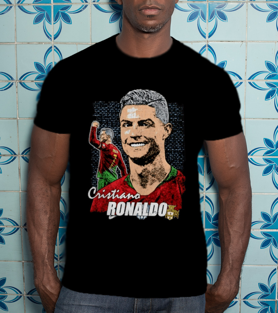 Cristiano Ronaldo Portugal National Team Football Icon With Number 7 And Crest T-Shirt