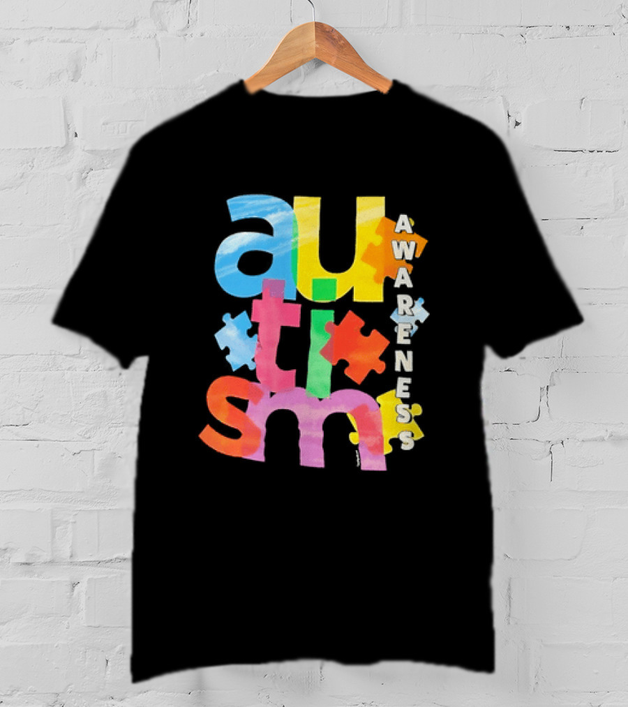 Autism Awareness Puzzle Colorful Letters And Pieces T-Shirt