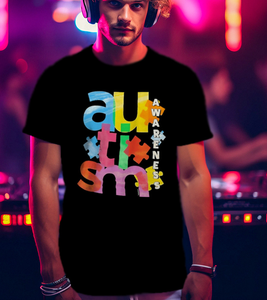 Autism Awareness Puzzle Colorful Letters And Pieces T-Shirt
