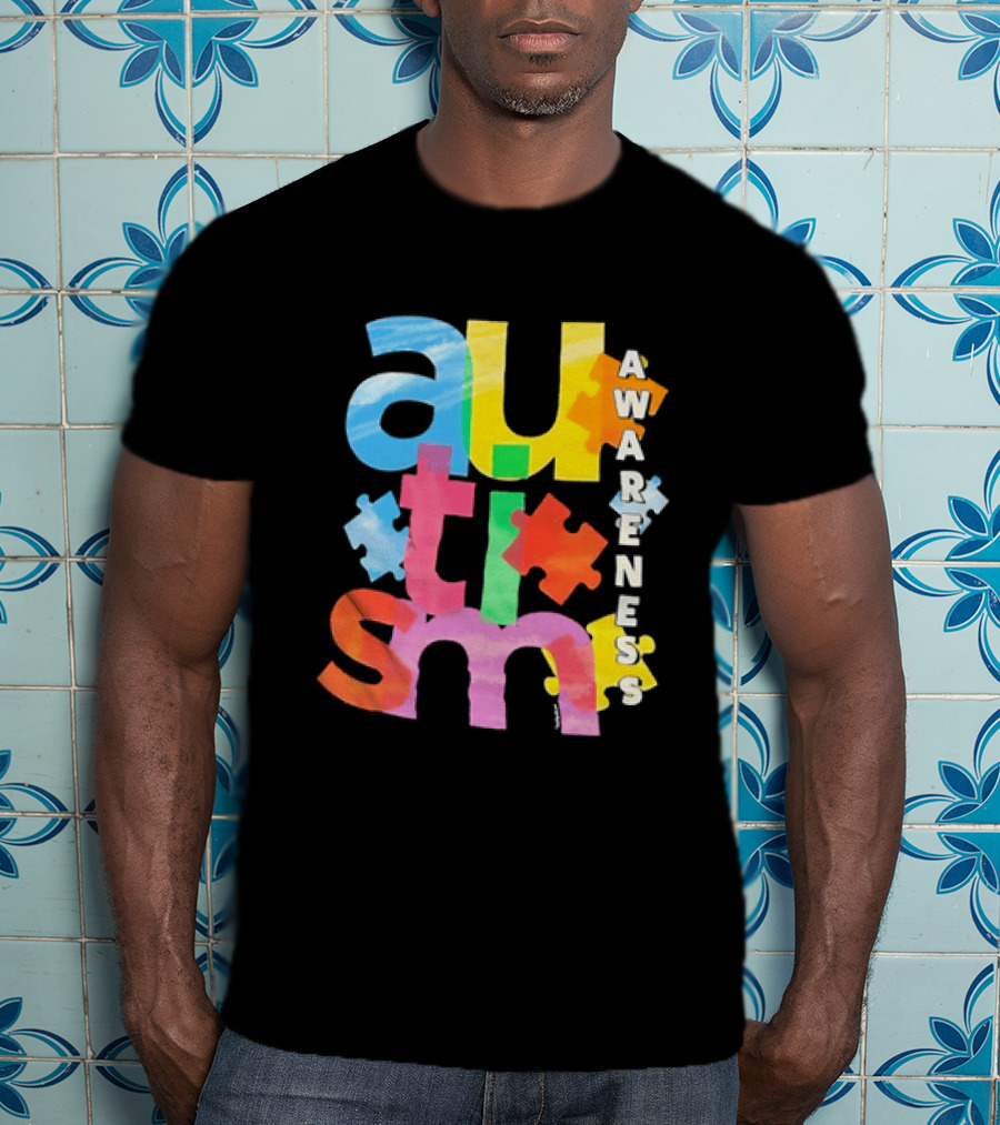 Autism Awareness Puzzle Colorful Letters And Pieces T-Shirt
