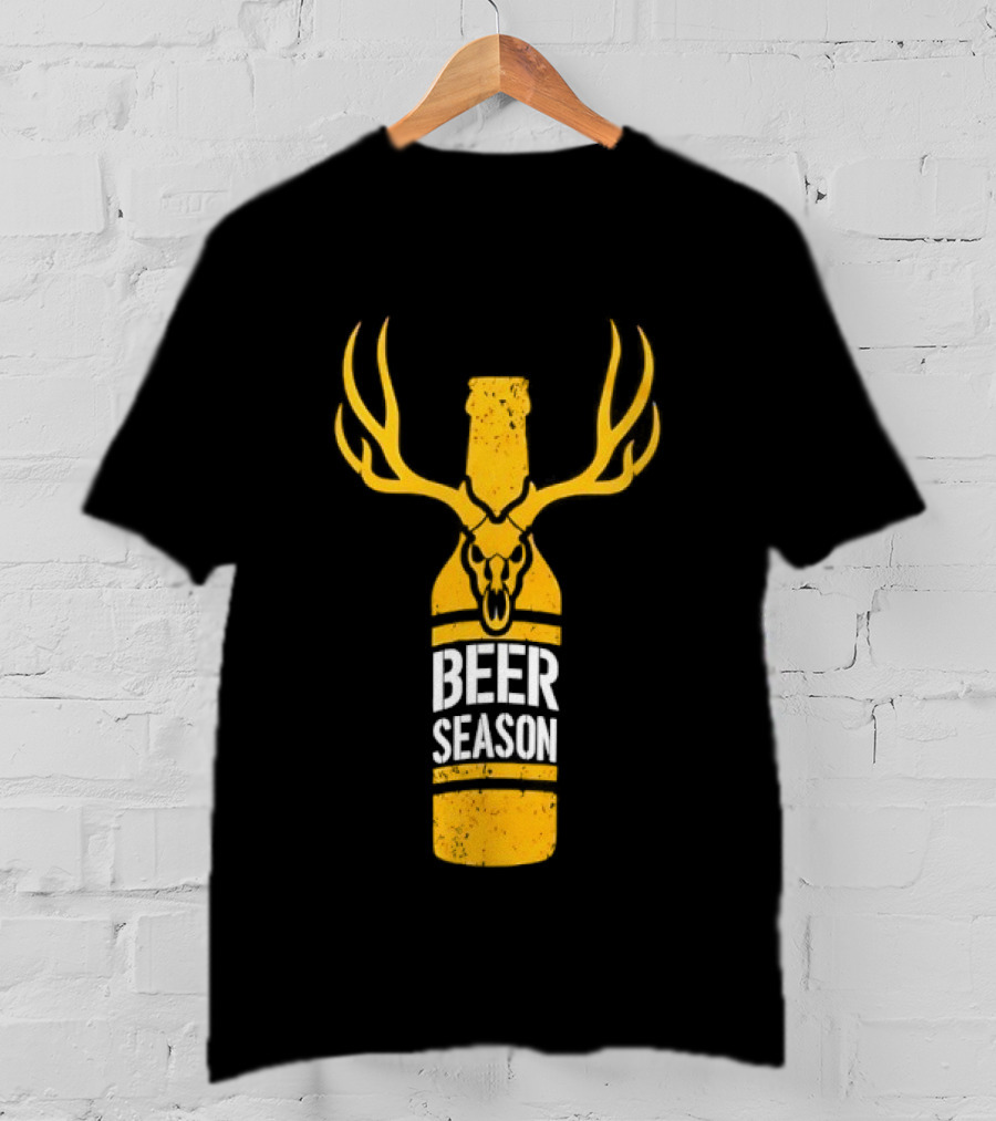 Beer Season Deer Antlers Bottle Hunting T-Shirt