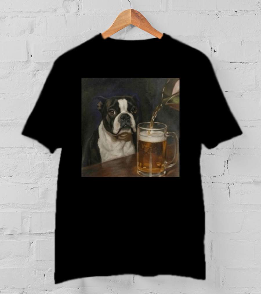 Boston Terrier Drinking Beer T-Shirt
