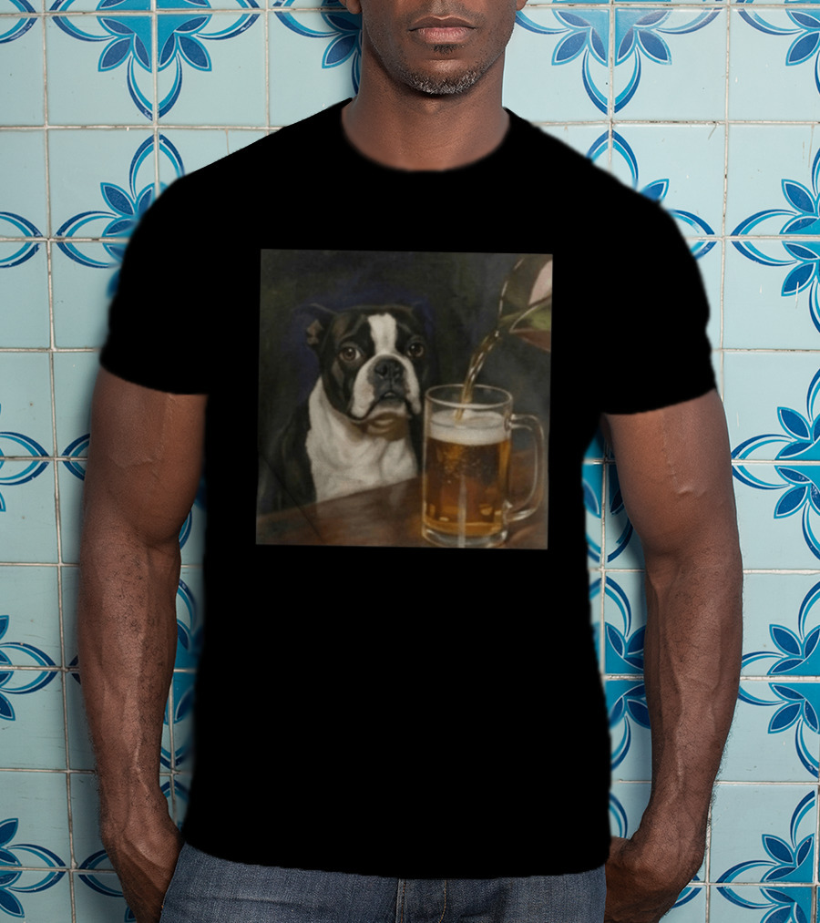 Boston Terrier Drinking Beer T-Shirt