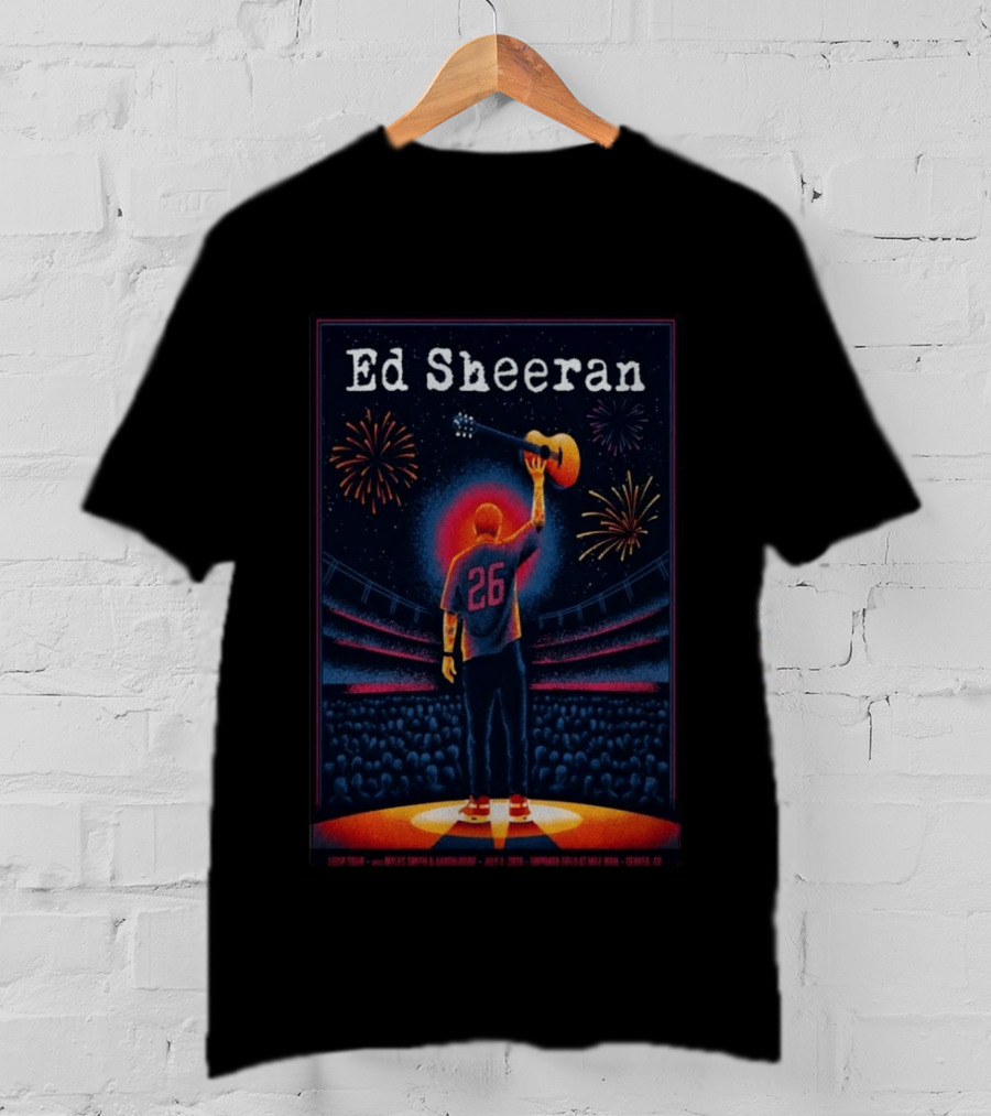 Ed Sheeran July 4 2026 Empower Field Mile High Denver CO Concert Fireworks And Guitar T-Shirt