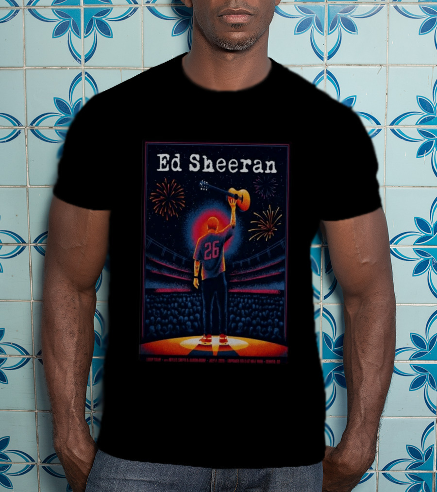 Ed Sheeran July 4 2026 Empower Field Mile High Denver CO Concert Fireworks And Guitar T-Shirt