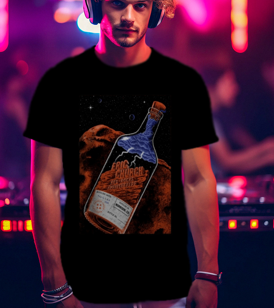 Eric Church Red Rocks Amphitheatre July 8 2026 Morrison CO Bottle T-Shirt
