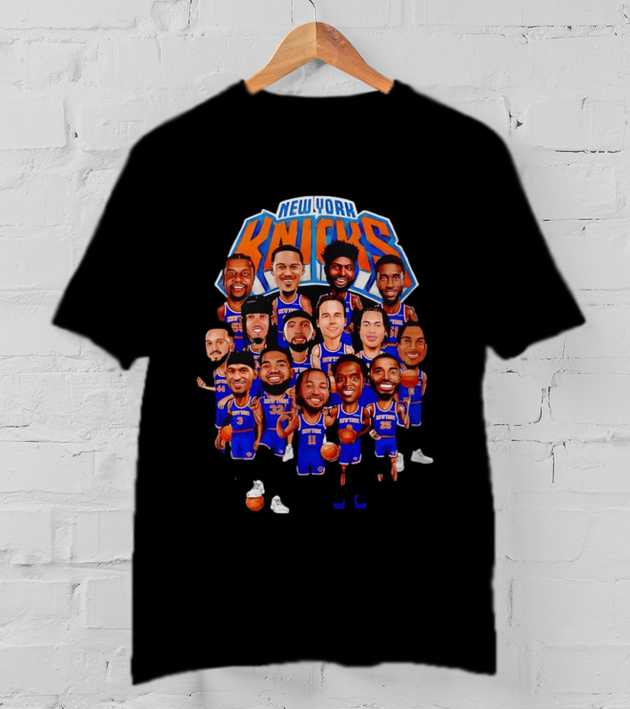 New York Knicks NBA Caricature Roster Jalen Brunson Karl Anthony Towns T-Shirt