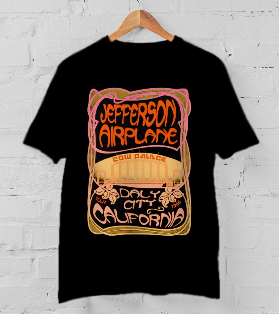 Jefferson Airplane Cow Palace Daly City California 1966 Tour Psychedelic T-Shirt