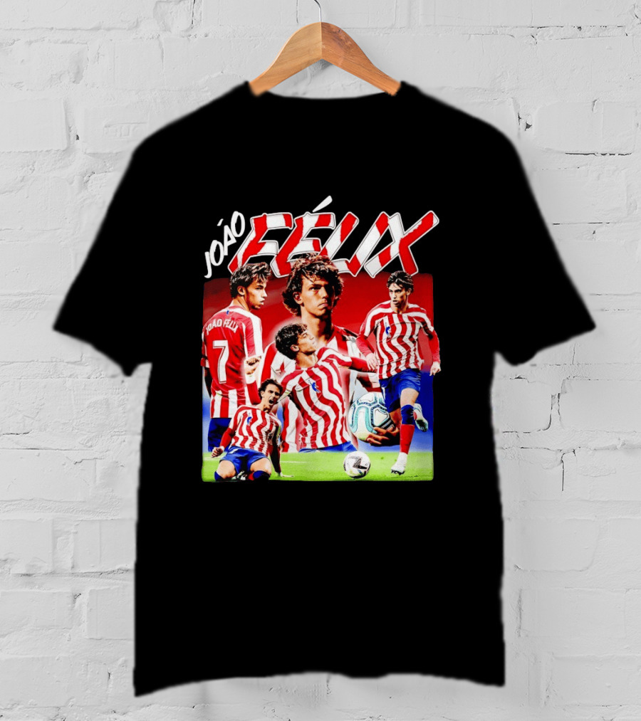 Joao Felix Atletico Madrid Number 7 Soccer Star Collage T-Shirt