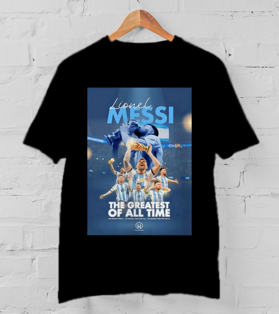 Lionel Messi The Greatest Of All Time Argentina Multi Photo Collage T-Shirt