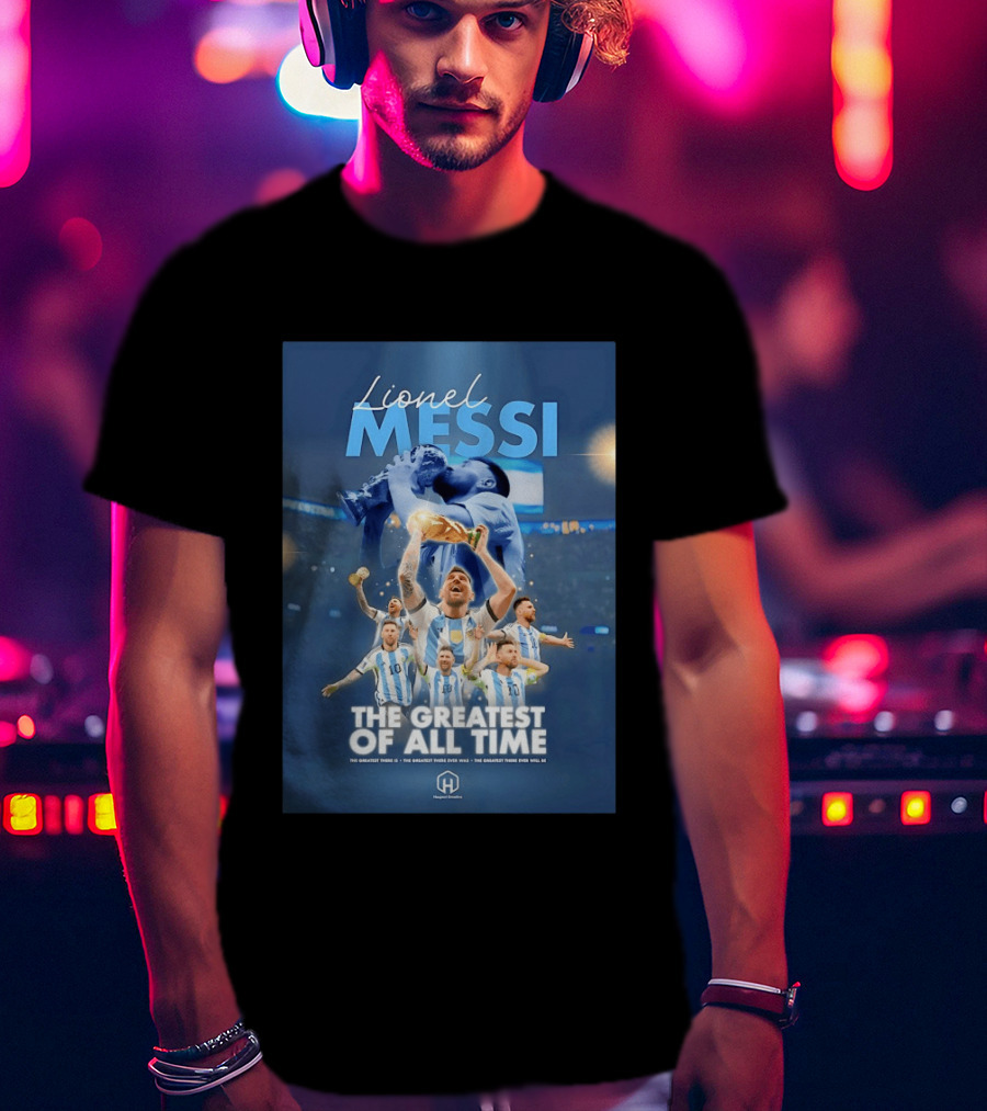 Lionel Messi The Greatest Of All Time Argentina Multi Photo Collage T-Shirt