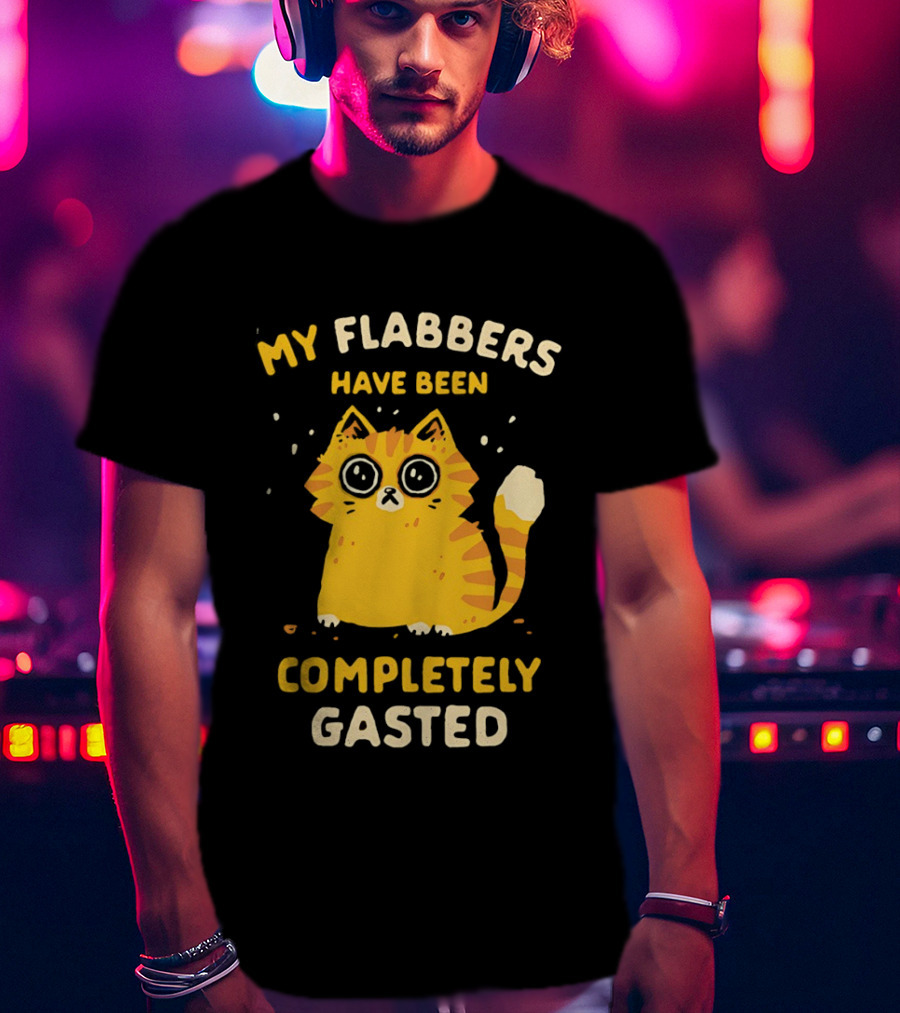 Shocked Cartoon Cat My Flabbers Have Been Completely Gasted T-Shirt
