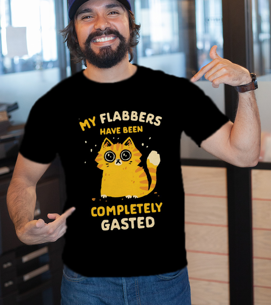 Shocked Cartoon Cat My Flabbers Have Been Completely Gasted T-Shirt