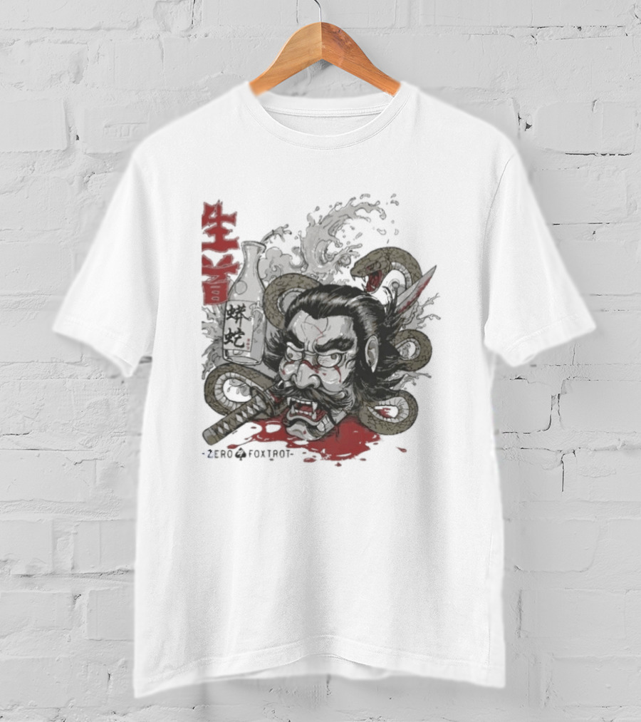 Zero Foxtrot Namakubi Sake Samurai Warrior Kanji T-Shirt