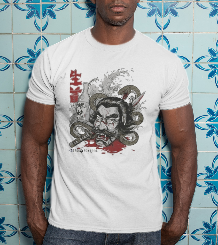 Zero Foxtrot Namakubi Sake Samurai Warrior Kanji T-Shirt