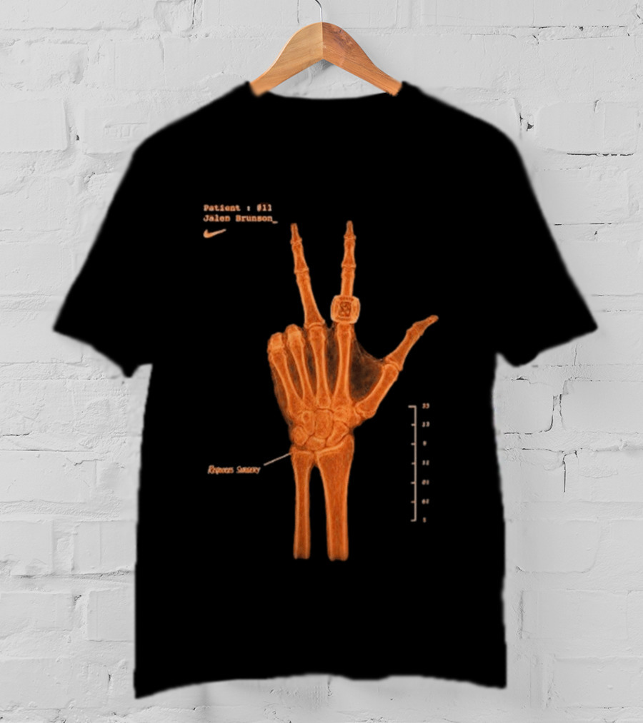New York Knicks Jalen Brunson X Ray Nike 13 Wrist Surgery T-Shirt