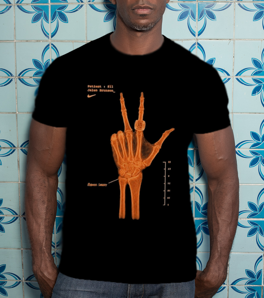 New York Knicks Jalen Brunson X Ray Nike 13 Wrist Surgery T-Shirt
