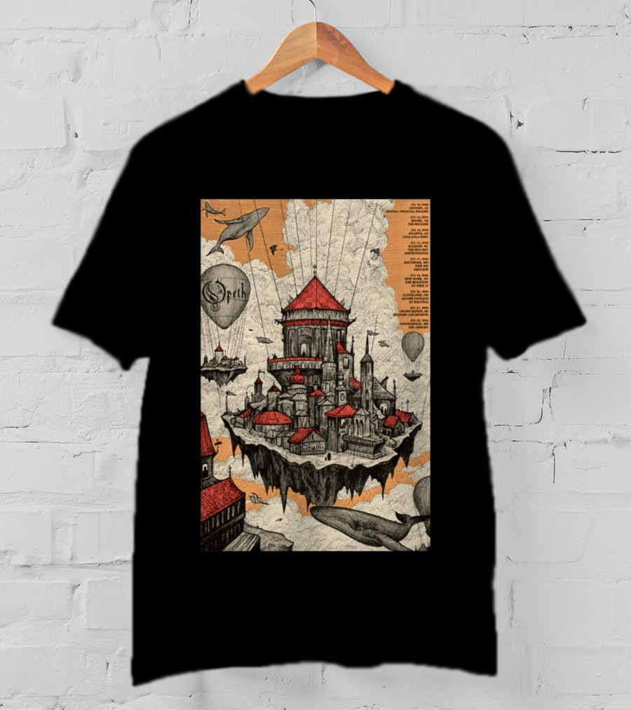Opeth 2026 Summer Tour Exclusive Floating City With Whales And Balloons T-Shirt