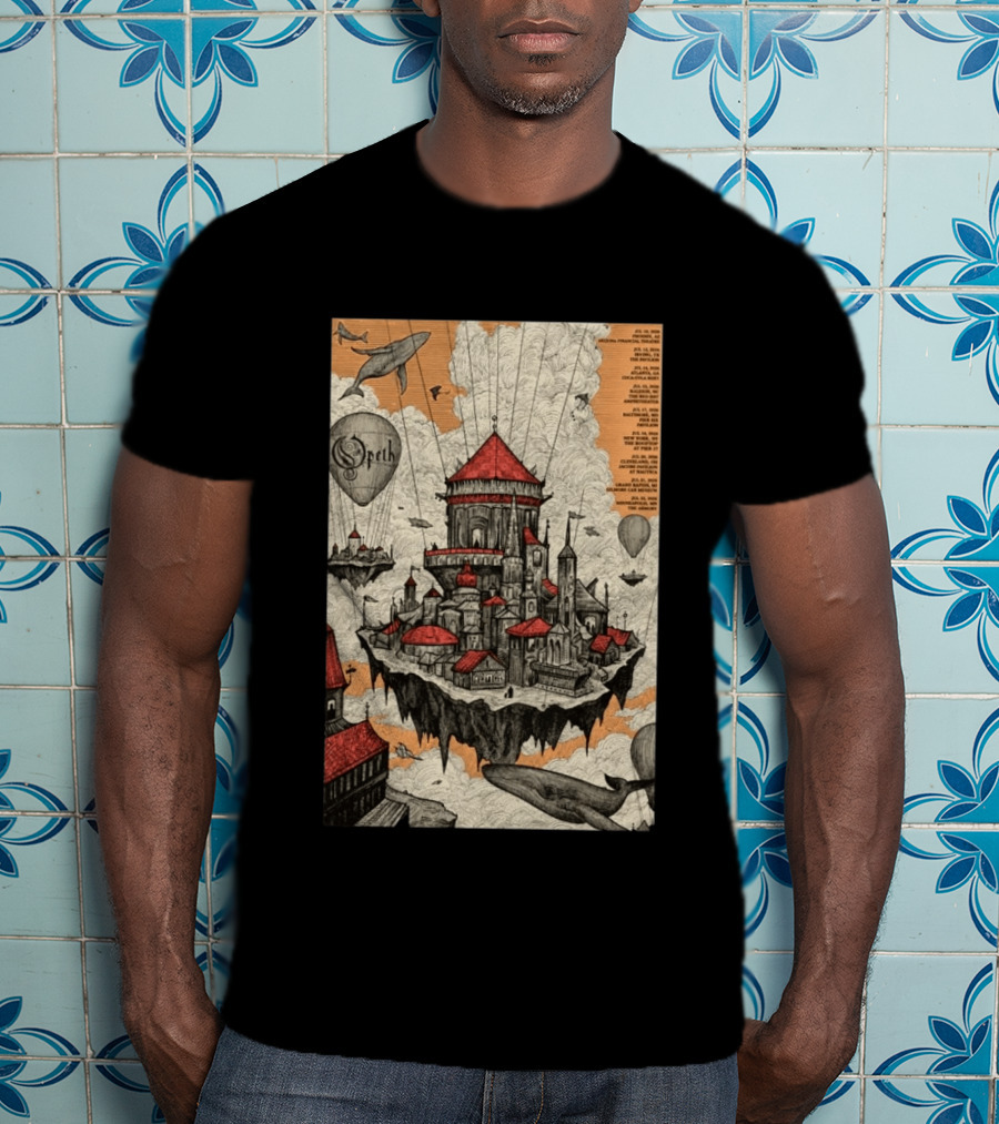 Opeth 2026 Summer Tour Exclusive Floating City With Whales And Balloons T-Shirt