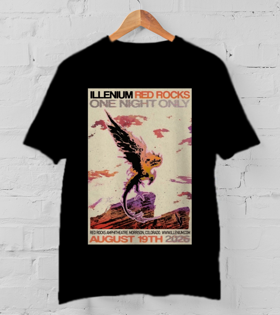 Illenium Red Rocks One Night Only August 19th 2026 Red Rocks Amphitheatre Morrison Colorado Www.illenium.com T-Shirt