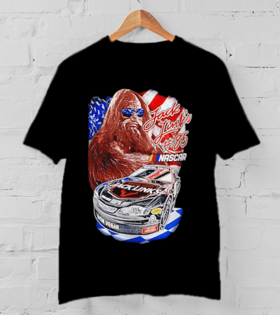 Jack Link's Bigfoot #85 NASCAR American Flag Non Vegan T-Shirt